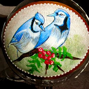 Ręcznie malowany lampion szklany z ptaszkami