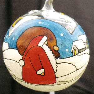 Świąteczny lampion z Mikołajem w stylu witrażowym